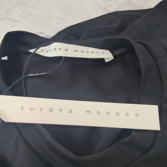 Susana Monaco Black Wrap Cut Out Bodycon Dress Stretchy NWT Size Small - Picture 12 of 13